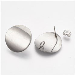 Silver Concave Stud Findings with Loops, 10 Pieces, Stud 98 - 