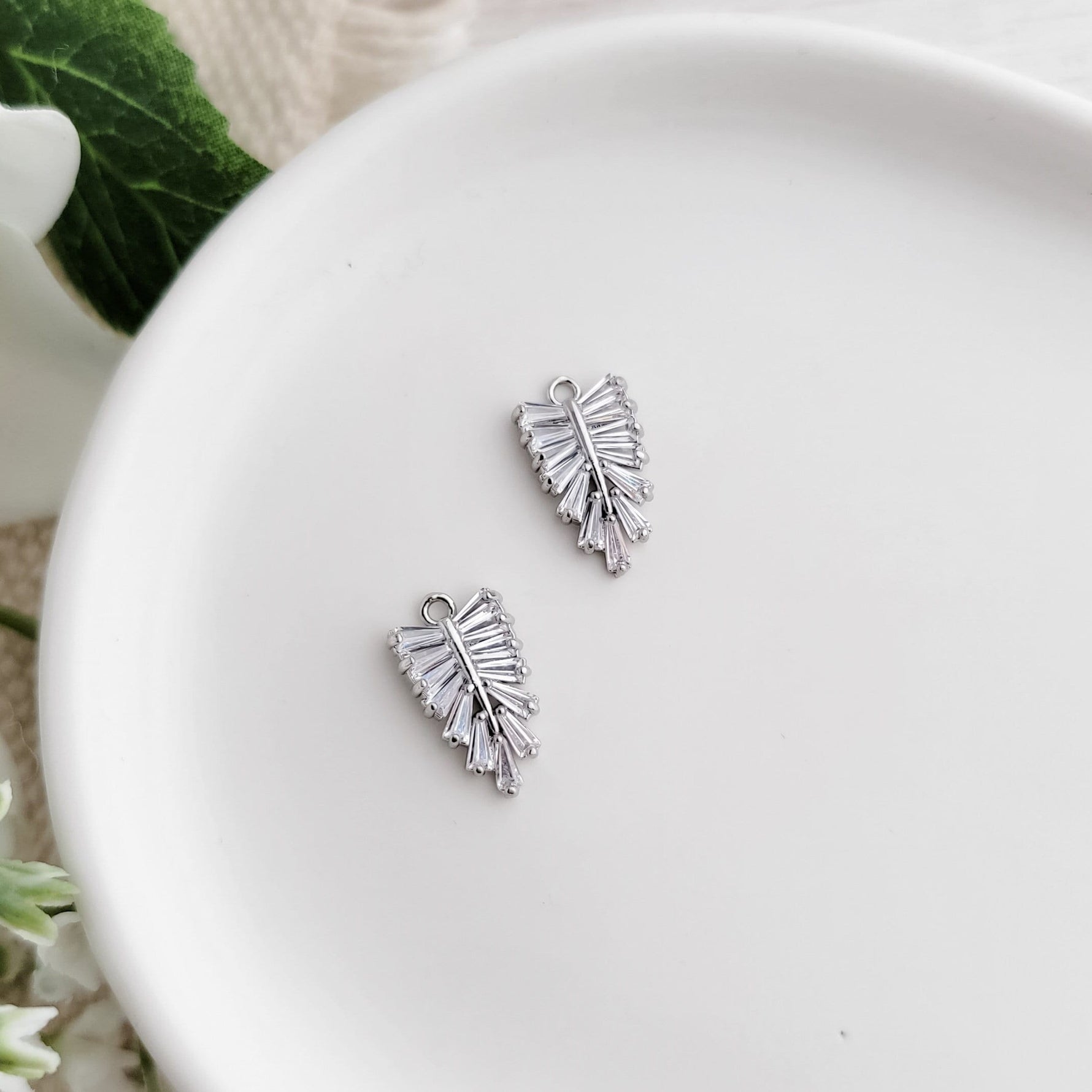 Silver Cubic Zirconia Trellis Charms, 10 Pieces, Charm 34 - 