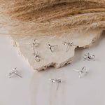 Silver Elegant Sterling Silver Bow Stud Connector, 10 Pieces, Bow 43 - 