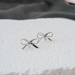 Silver Elegant Sterling Silver Bow Stud Connector, 10 Pieces, Bow 43 - 