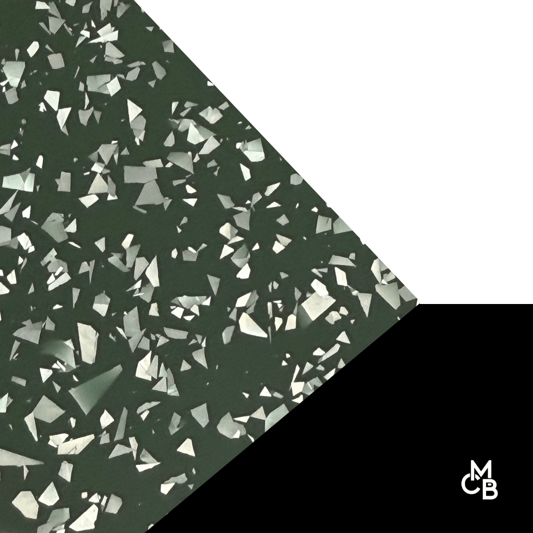 Silver Flakes on Matte Olive Luxe Cast Acrylic | Matte Acrylic Sheet | CMB Acrylic