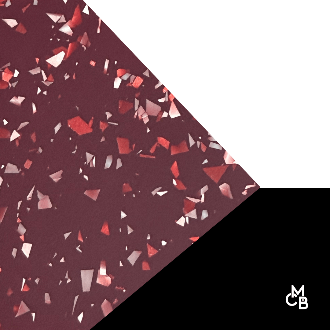 Silver Flakes on Matte Red Luxe Cast Acrylic | Matte Acrylic Sheet | CMB Acrylic