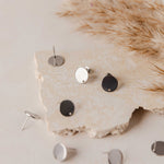 Silver Flat Round Stud Findings with Holes, 10 Pieces, Stud 37 - 