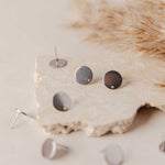 Silver Flat Round Stud Findings with Holes, 10 Pieces, Stud 37 - 