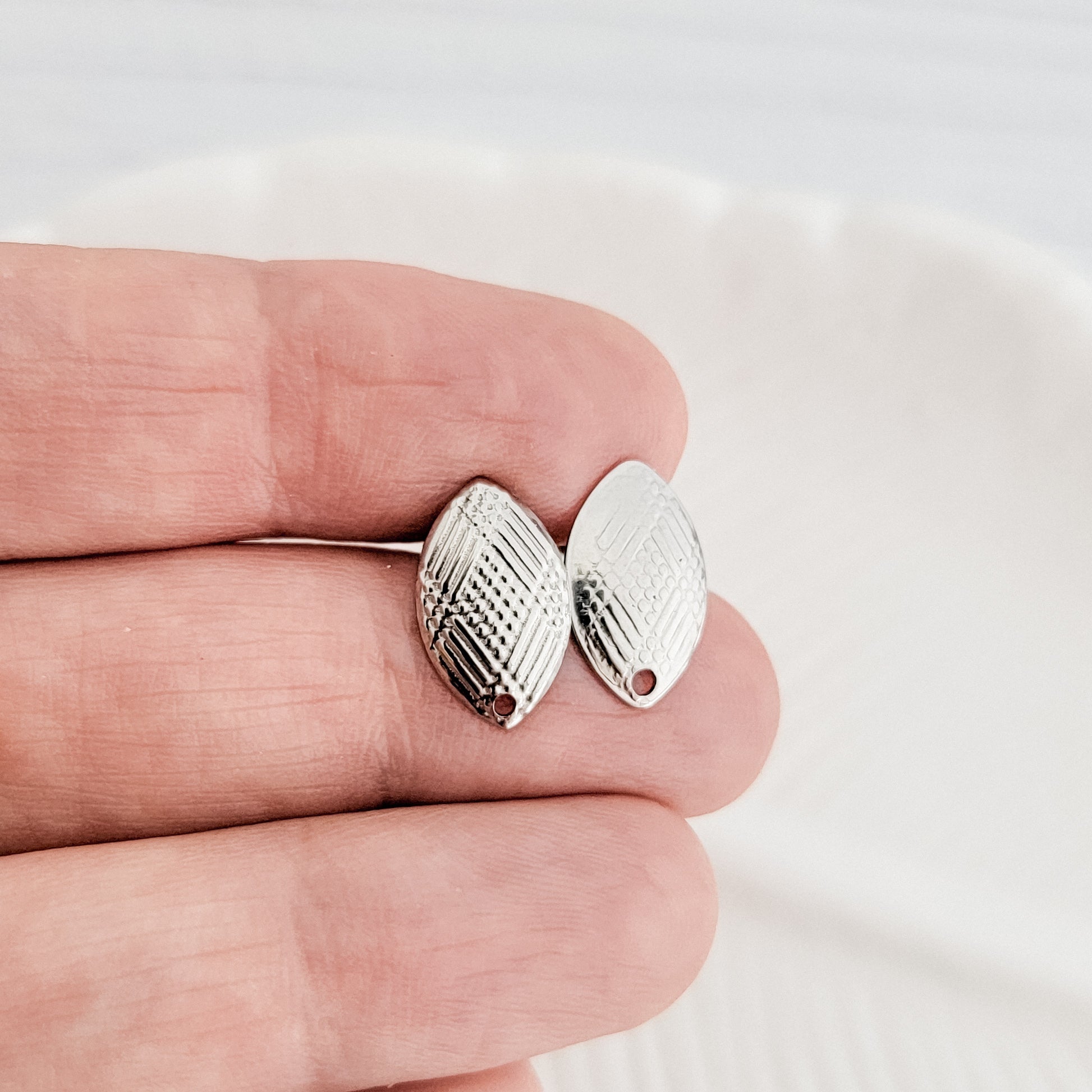 Silver Geometric Marquise Stud Connector, 10 Piece, Stud 2 - 