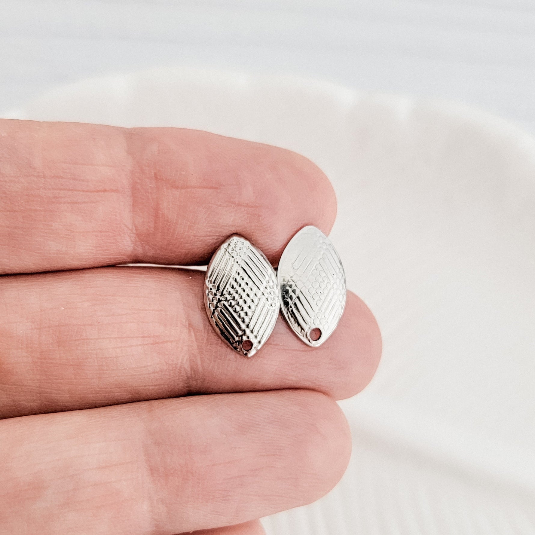 Silver Geometric Marquise Stud Connector, 10 Piece, Stud 2 - 