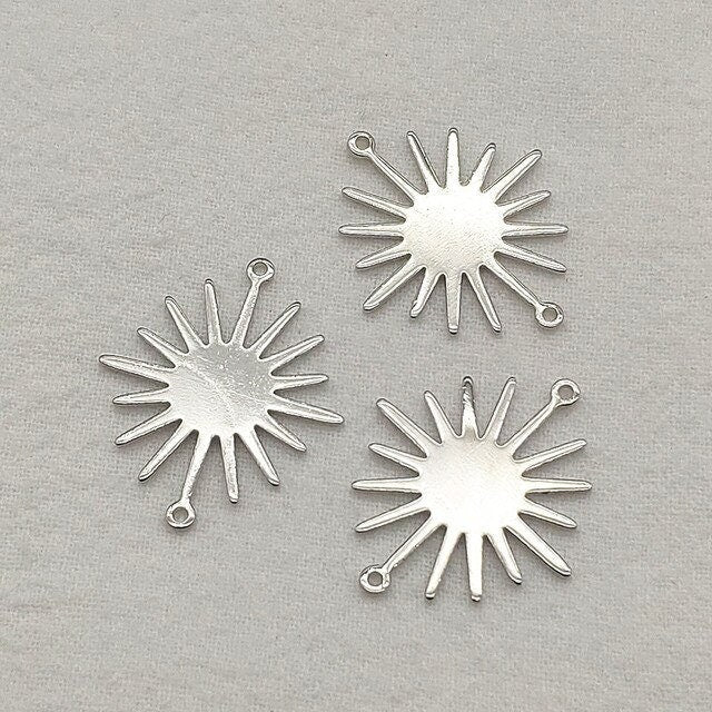 Silver Medium 2 - Hole Sunburst Connector, 10 Pieces, Connector 58 - 