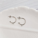 Silver Medium Half Hoop with Perpendicular Loop, 10 Pieces, Hoop 4 - 