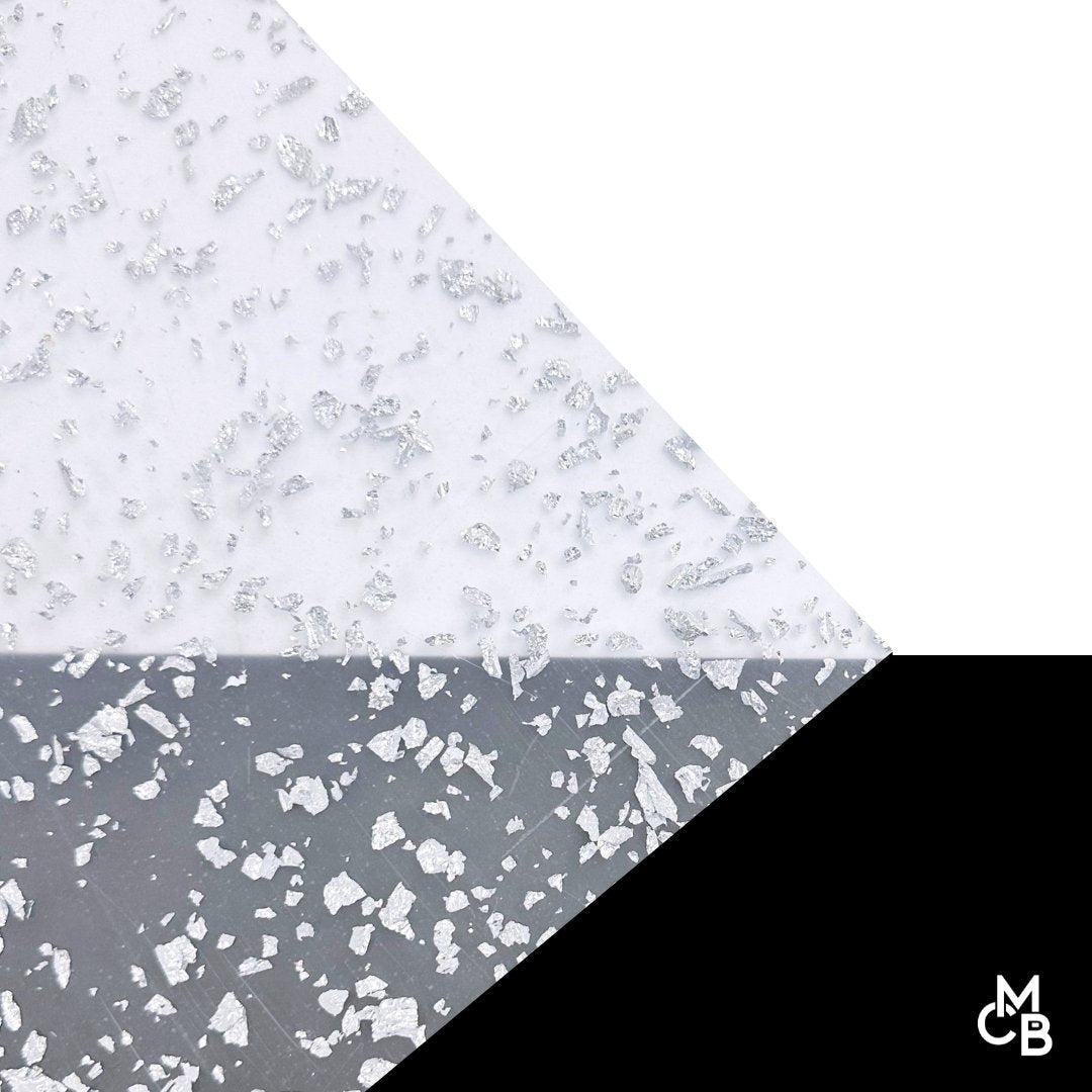 Silver Metallic Foil Flakes Glitter Cast Acrylic | Metallic Acrylic Sheet | CMB Acrylic