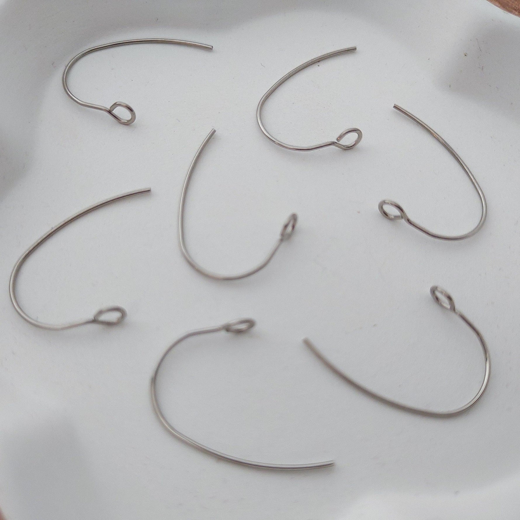 Silver Modern Forward - Facing Stainless Steel Ear Wires, 20 Pieces, Earring Hook 28 - 