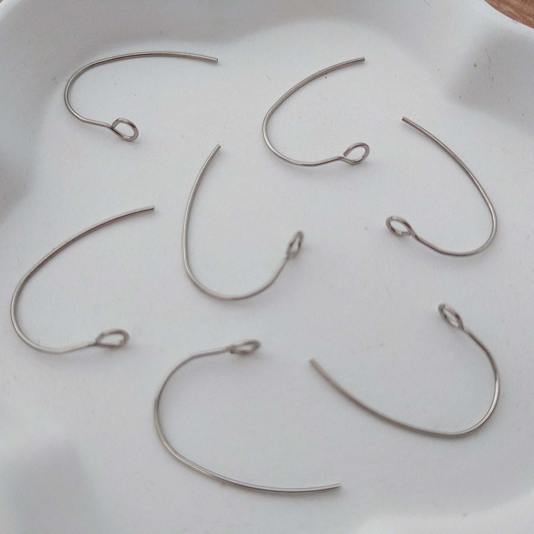 Silver Modern Forward - Facing Stainless Steel Ear Wires, 20 Pieces, Earring Hook 28 - 
