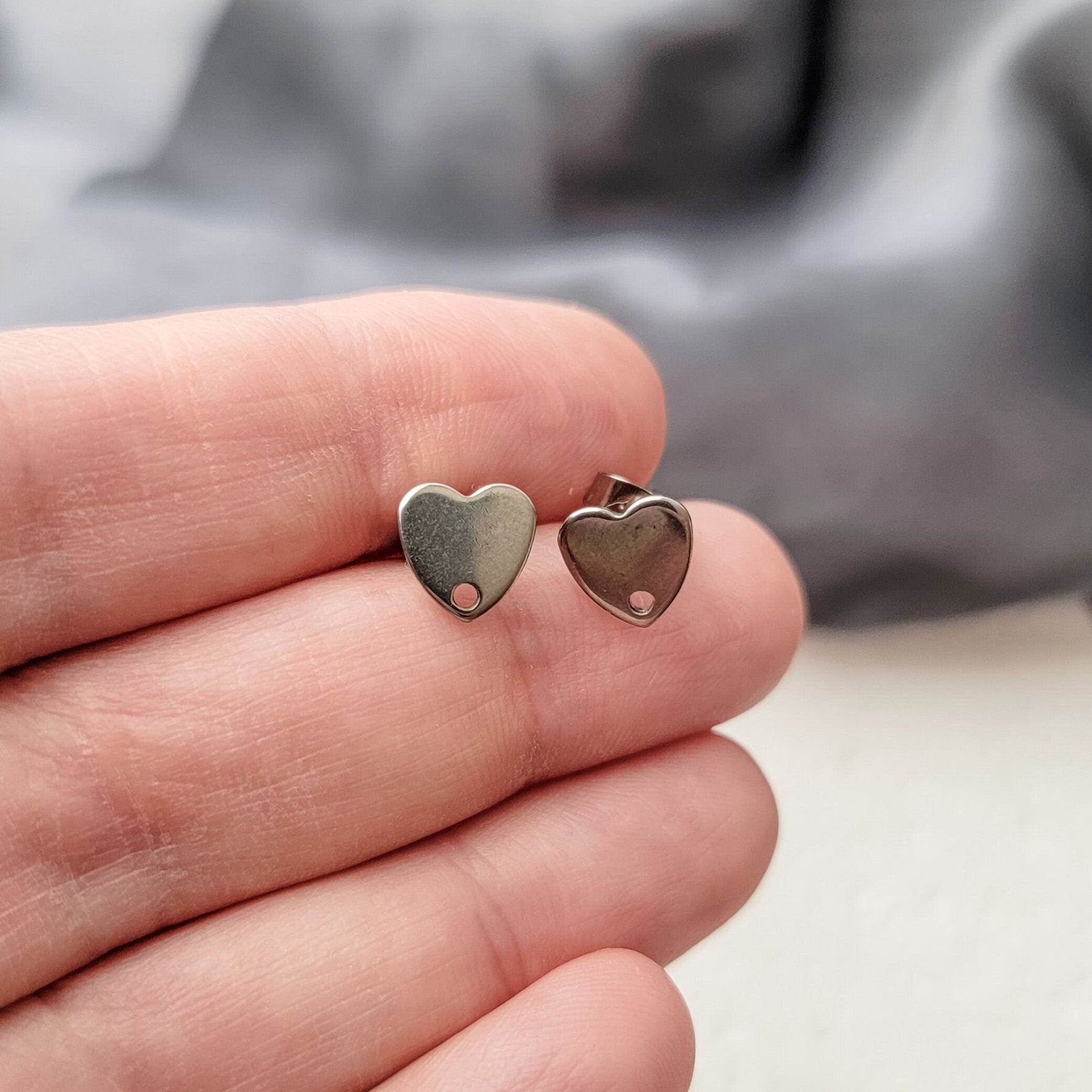 Silver Petite Heart Stud Connector, 10 Pieces, Stud 102 - 