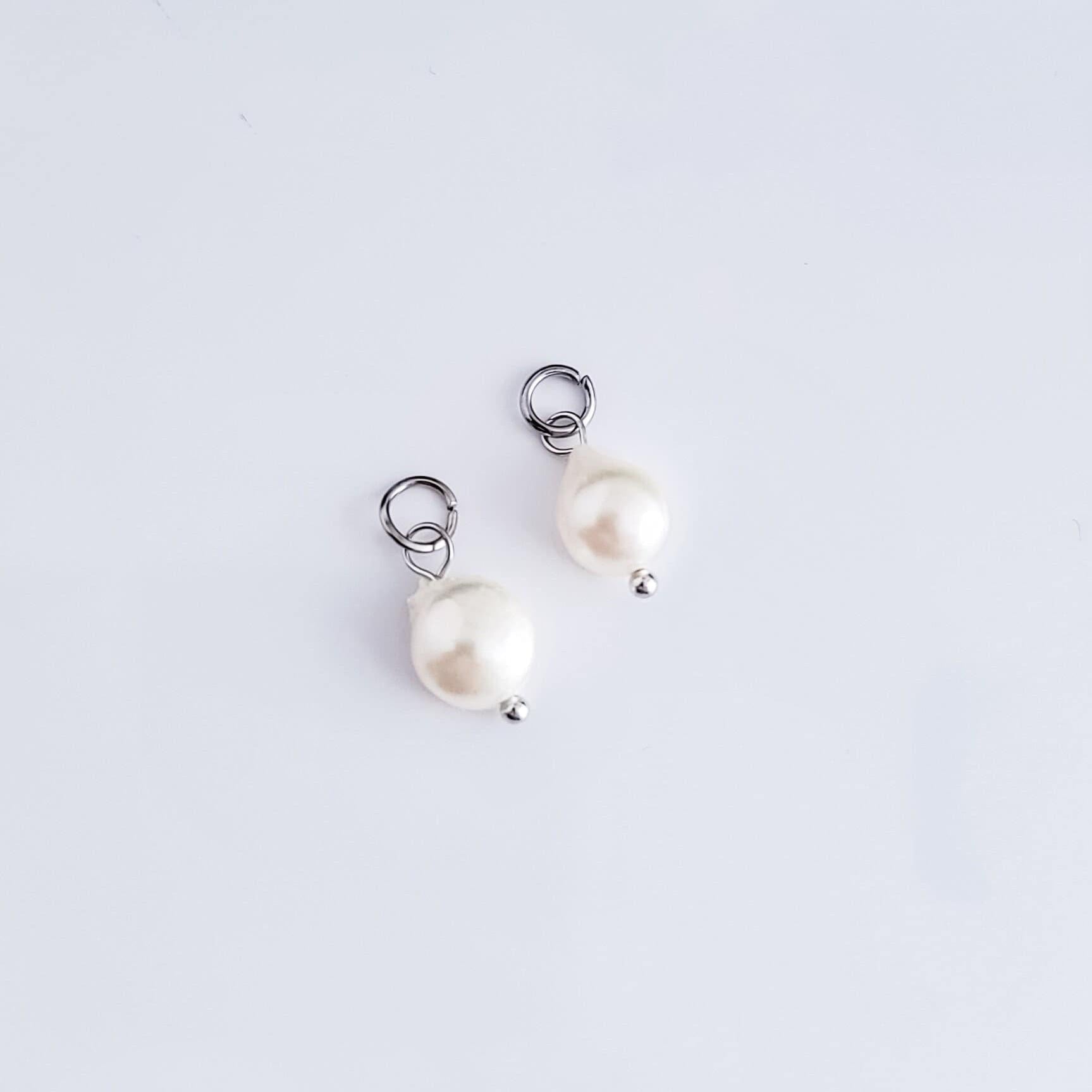 Silver Petite Real Freshwater Pearl Charm, 10 Pieces, Charm 28 - 