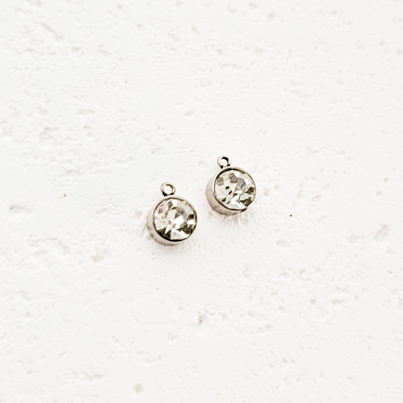 Silver Petite Rhinestone 6mm Circle Charm, 10 Pieces, Charm 25 - 