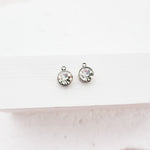 Silver Petite Rhinestone 6mm Circle Charm, 10 Pieces, Charm 25 - 