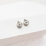Silver Petite Rhinestone 6mm Circle Charm, 10 Pieces, Charm 25 - 