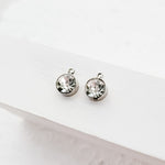Silver Petite Rhinestone 6mm Circle Charm, 10 Pieces, Charm 25 - 