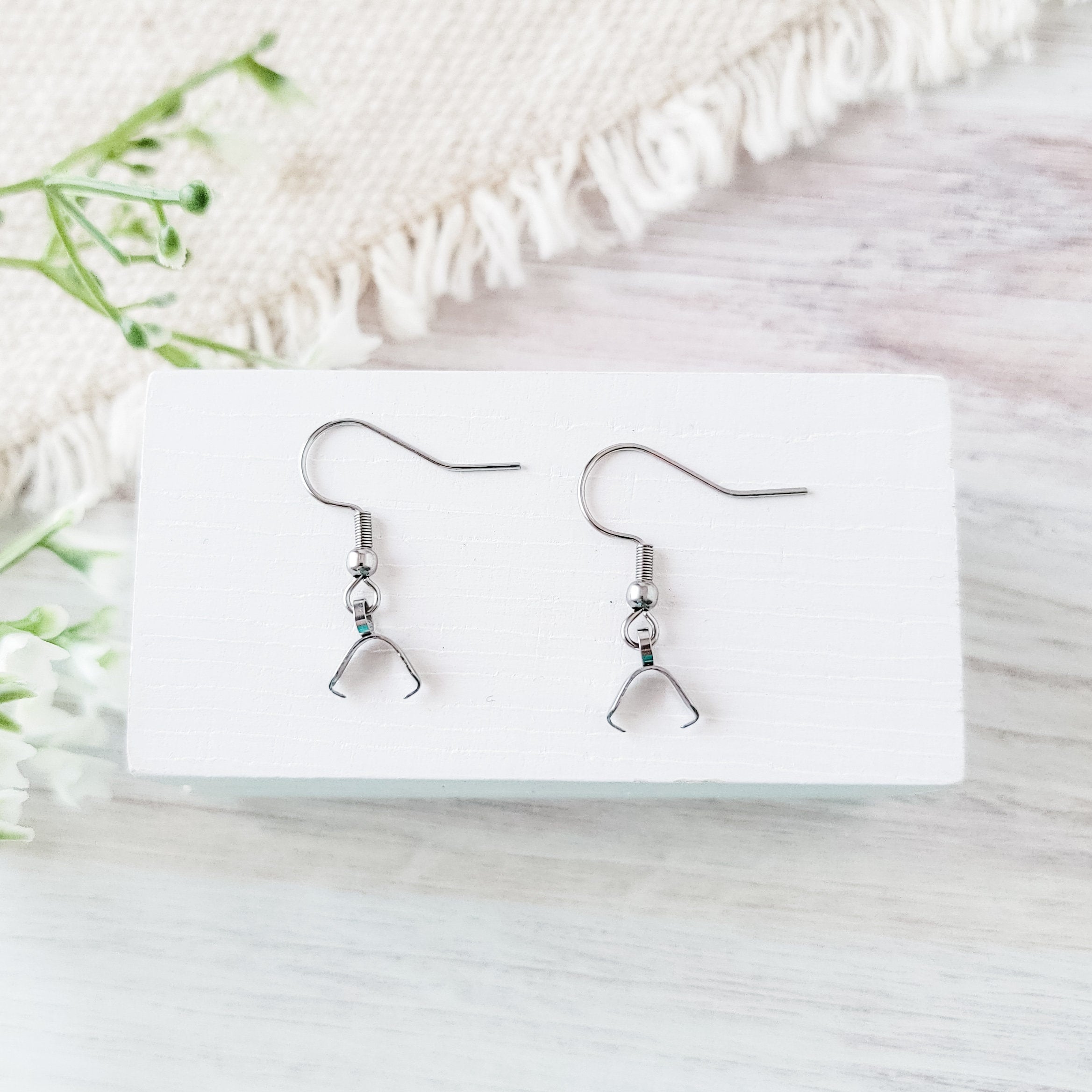 Silver Pinch Bail Stainless Steel Ear Wires, 20 Pieces, Earring Hook 71 - 