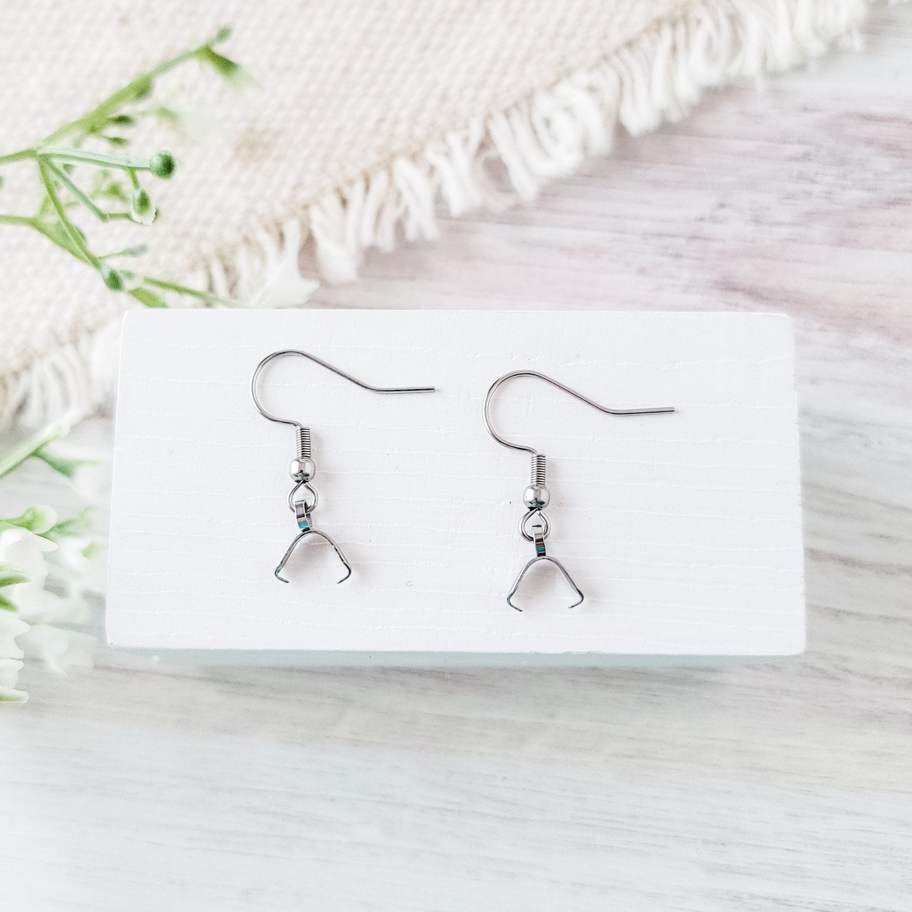 Silver Pinch Bail Stainless Steel Ear Wires, 20 Pieces, Earring Hook 71 - 