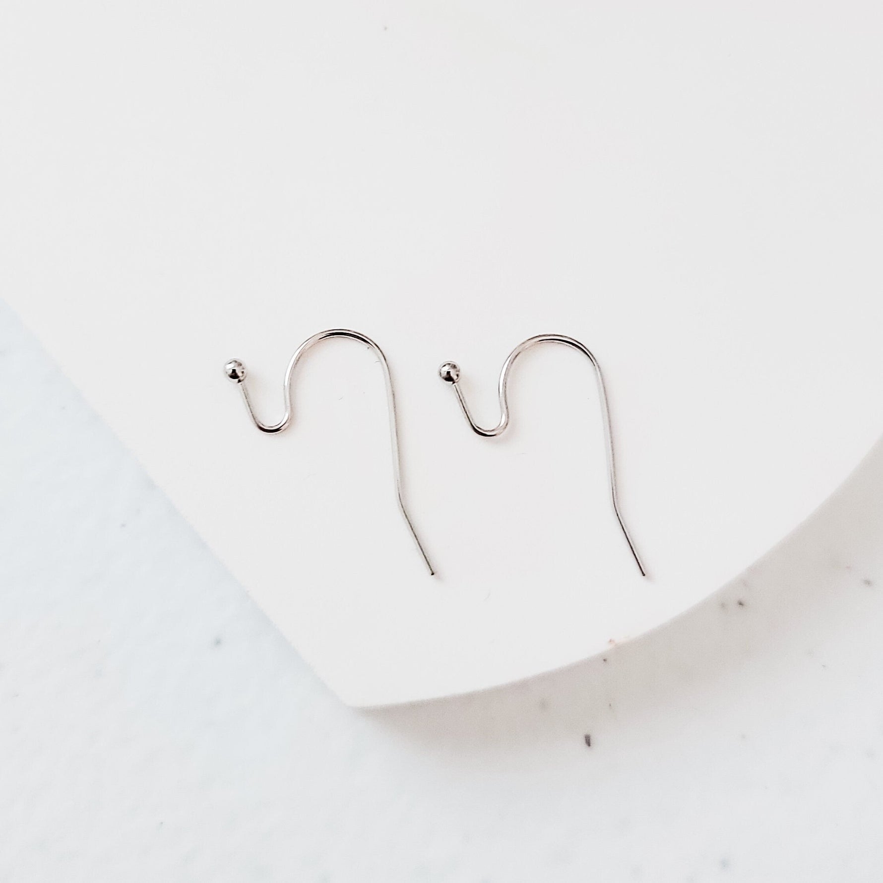 Silver Regular Loop Ball Style Stainless Steel Earring Hooks, 20 Pieces, Earring Hook 49 - 
