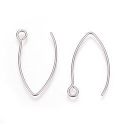 Silver Regular Loop Stainless Steel V Ear Wires 2.5mm Hole, 20 Pieces, Earring Hook 38 - 