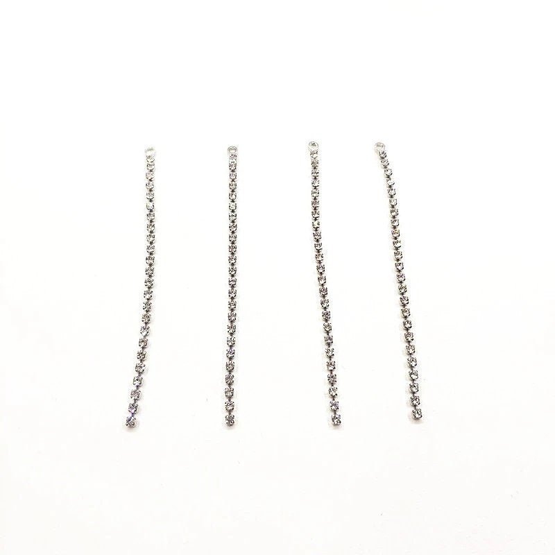 Silver Rhinestone Claw Chain Charms (Single Strand), 10 Pieces, Charm 106 - 