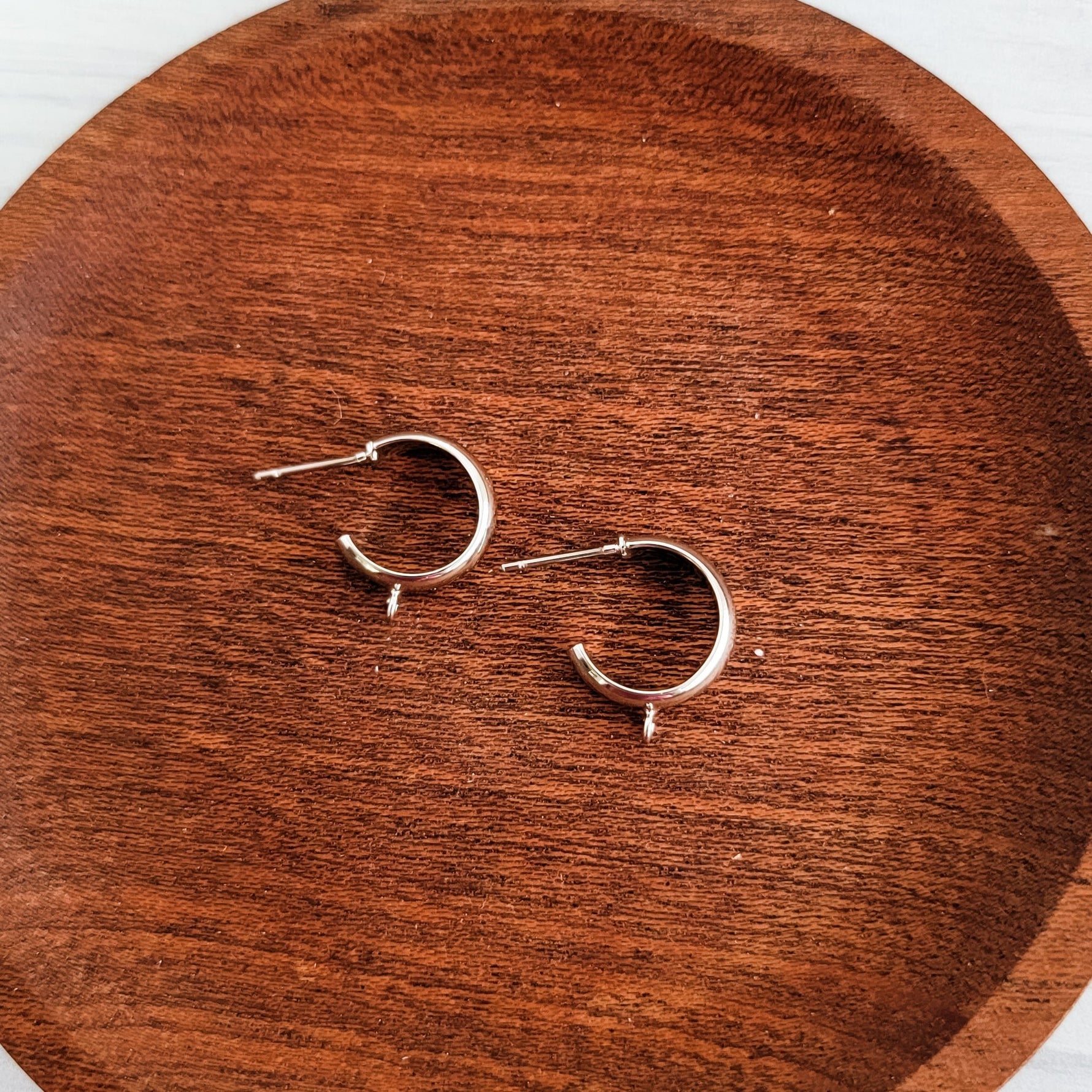 Silver Small Half Hoop with Perpendicular Loop, 10 Pieces, Hoop 8 - 