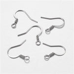 Silver Stainless Steel Ear Wires 2.5mm Hole (Hammered Flat French Style), 20 Pieces, Earring Hook 43 - 