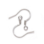 Silver Stainless Steel Ear Wires 2.5mm Hole (Hammered Flat French Style), 20 Pieces, Earring Hook 43 - 