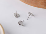 Silver Stud 8mm Stainless Steel Stud Bezel Connector (With Loop), 10 Pieces, Stud 65 - 