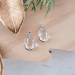 Silver Teardrop Crystal Charms, 10 Pieces, Charm 42 - 
