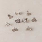 Silver Textured Heart Stud Findings with Holes, 10 Pieces, Stud 78 - 