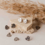 Silver Textured Heart Stud Findings with Holes, 10 Pieces, Stud 78 - 