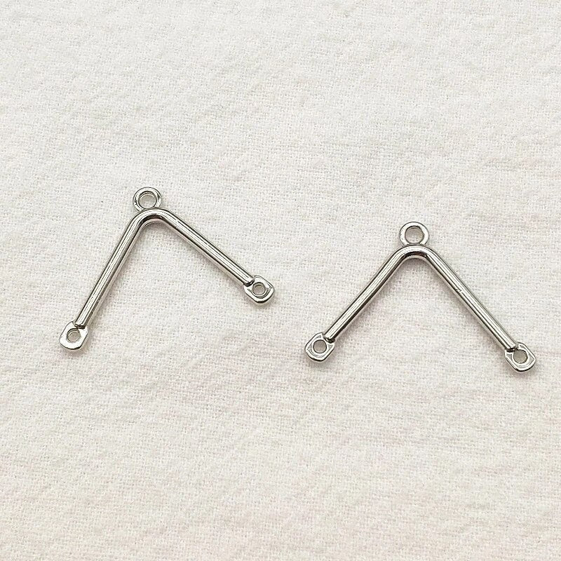 Silver V Shape Connector, 10 Pieces - 