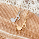 Single Music Note Necklace (Silver or Gold), 1 Total, Metal Blank 88 - 