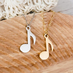 Single Music Note Necklace (Silver or Gold), 1 Total, Metal Blank 88 - 