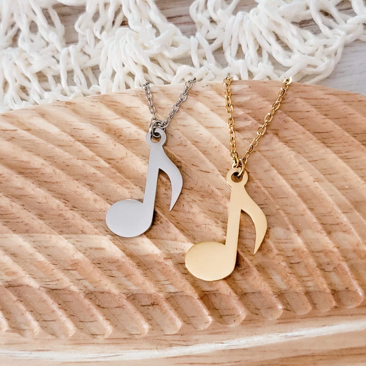 Single Music Note Necklace (Silver or Gold), 1 Total, Metal Blank 88 - 