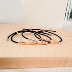 Sliding Bar Cord Bracelet (Silver, Gold, Rose Gold + Black Cord), 1 Total, Metal Blank 121 - 