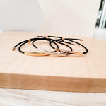 Sliding Bar Cord Bracelet (Silver, Gold, Rose Gold + Black Cord), 1 Total, Metal Blank 121 - 
