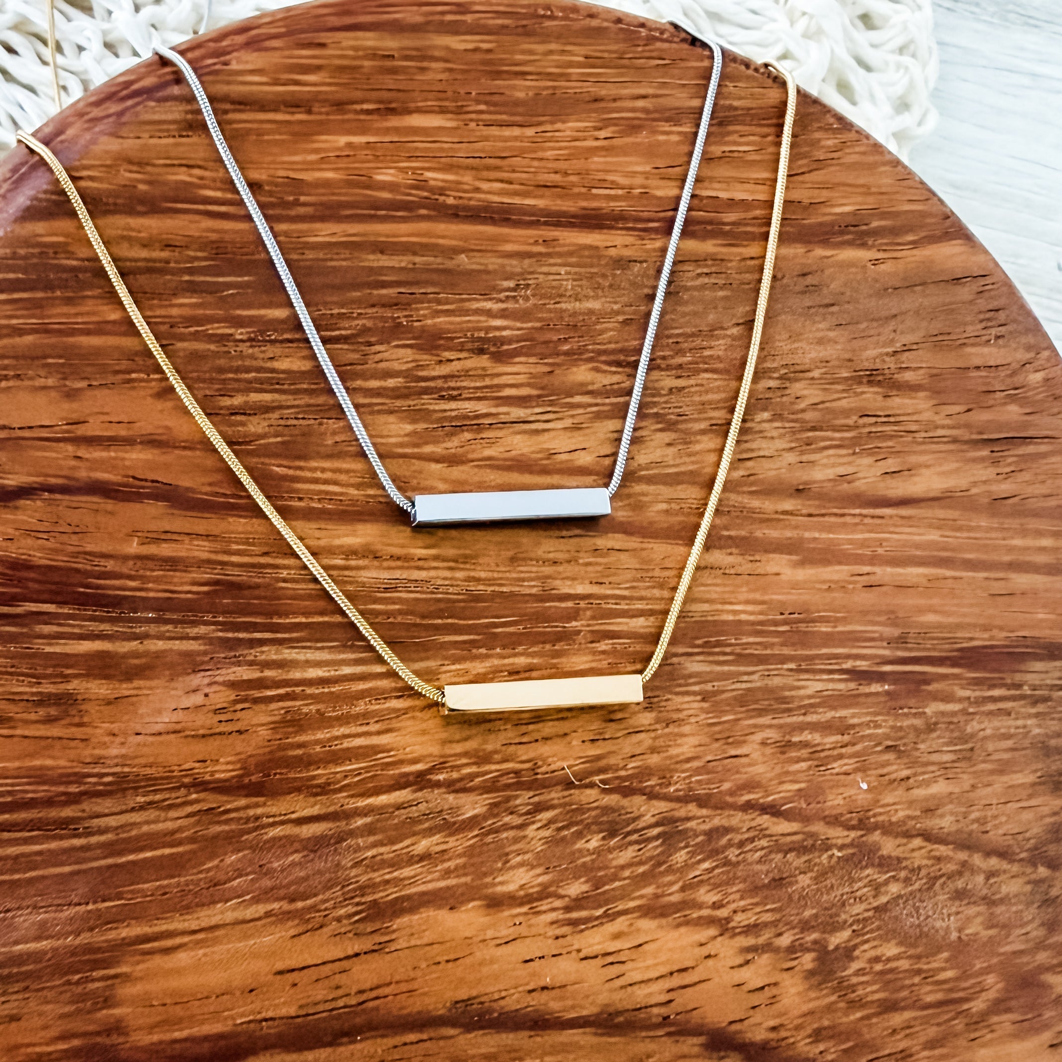 Sliding Horizontal Bar Necklace (Silver or Gold), 1 Total, Metal Blank 233 - 