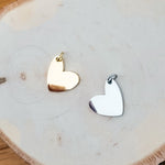Small Angled Heart Charms with Attached Jump Rings (Silver or Gold), 5 Total, Metal Blank 41 - 