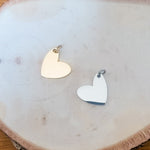Small Angled Heart Charms with Attached Jump Rings (Silver or Gold), 5 Total, Metal Blank 41 - 