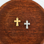 Small Cross Stainless Steel Charm (Silver or Gold), 10 Pieces, Charm 4 - 