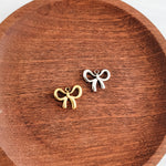 Small Looped Bow Stainless Steel Charm (Silver or Gold), 10 Pieces, Bow 46 - 