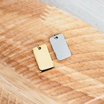 Small Rounded Rectangle Charms with Attached Jump Rings (Silver or Gold), 5 Total, Metal Blank 98 - 