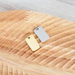 Small Rounded Rectangle Charms with Attached Jump Rings (Silver or Gold), 5 Total, Metal Blank 98 - 