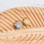 Small Scallop Shell Stainless Steel Charm (Silver or Gold), 10 Pieces, Charm 1 - 