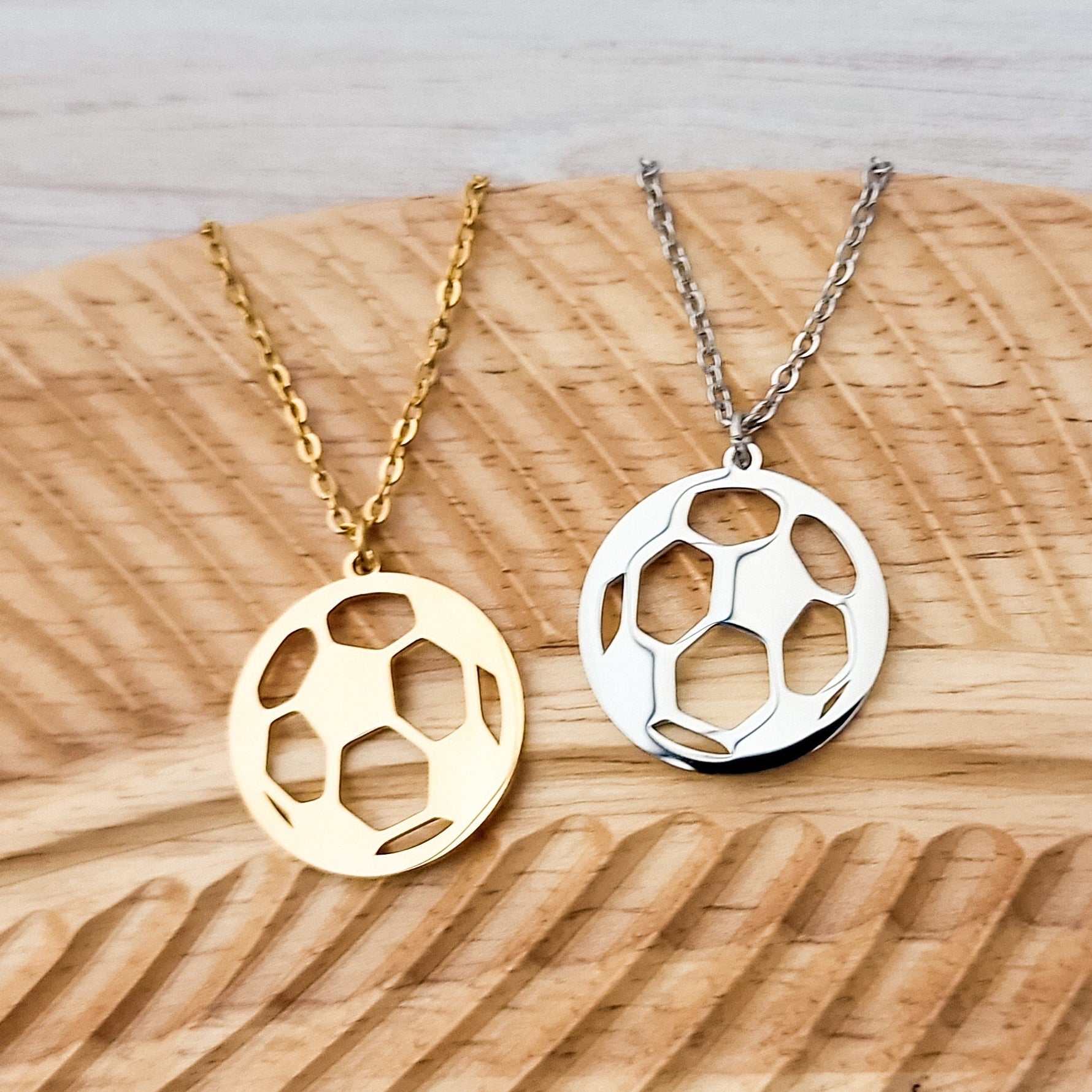 Soccer Necklace (Silver or Gold), 1 Total, Metal Blank 83 - 
