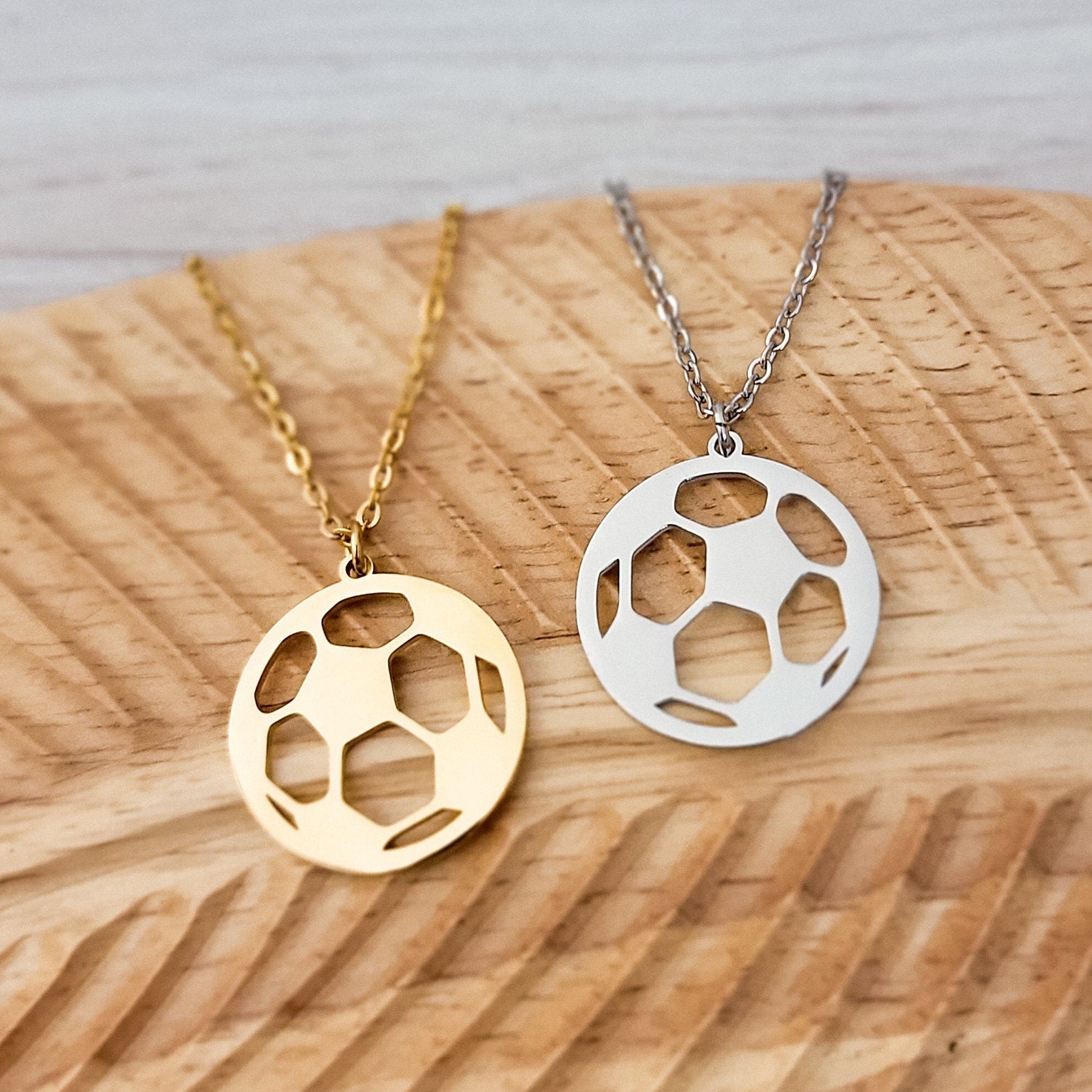 Soccer Necklace (Silver or Gold), 1 Total, Metal Blank 83 - 