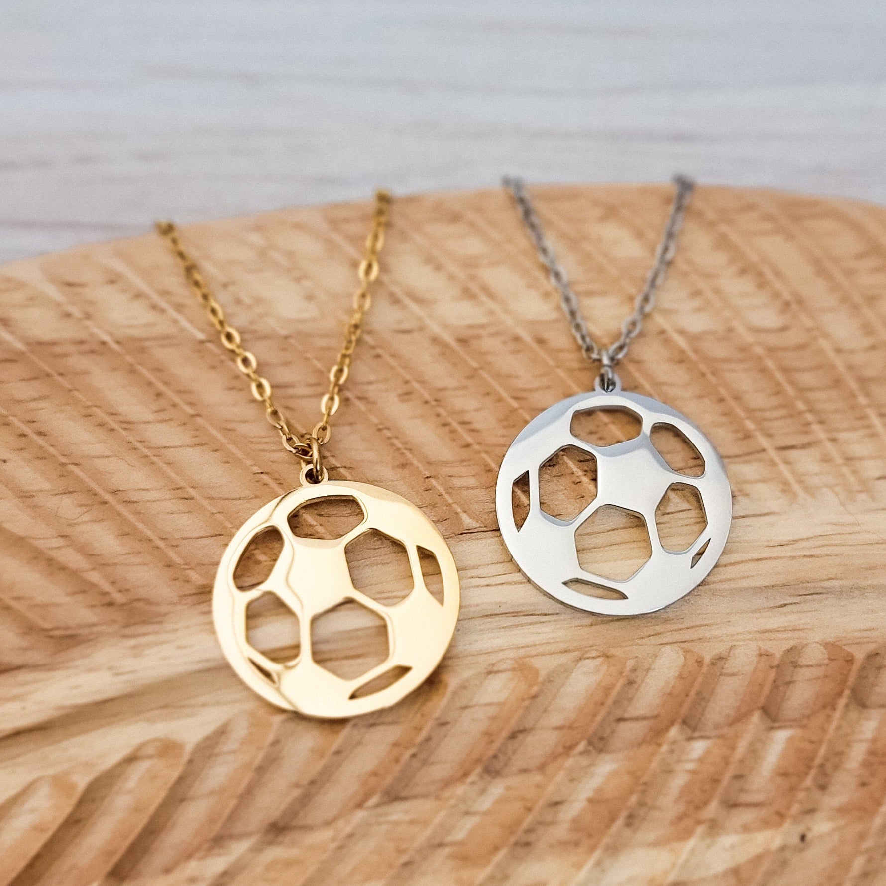 Soccer Necklace (Silver or Gold), 1 Total, Metal Blank 83 - 